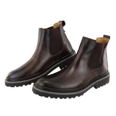Imagem de Bota Chelsea Masculina Couro Elastico Lateral Palmilha Gel Forrada Solado Emborrachado Puxador Traseiro Tamanho:42;Cor:Marrom;Gênero:Masculino;Departamento BS:Esporte