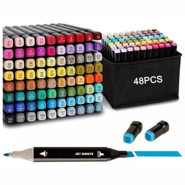 Imagem de Canetinhas Kit 48 Unidades Coloridas Perfeitas Para Desenho