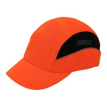 Imagem de KiBcsLic Boné de beisebol Bump Cap, versátil, à prova de choque, casual, chapéu de beisebol, chapéu para canteiro de obras, fábrica, academia ao ar livre, Laranja