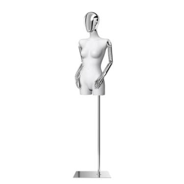 Imagem de Mannequin Altura ajustável de 60,62-78,74 pol. para modelos de varejo humano, cabeça e braço de galvanoplastia rotativos, torso de manequim(Silver,Square)