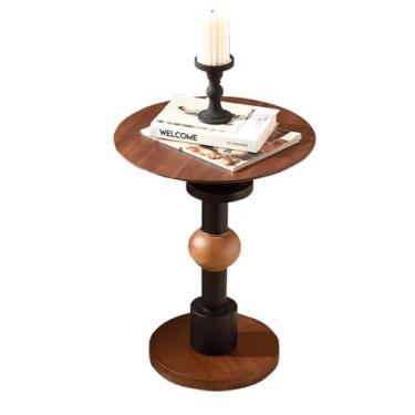 Imagem de ZzleoyuUUs-12 Mesa de chá de madeira maciça de nogueira redonda mesa de centro pequena, perfeita para sofá lateral ou mesa de soalho