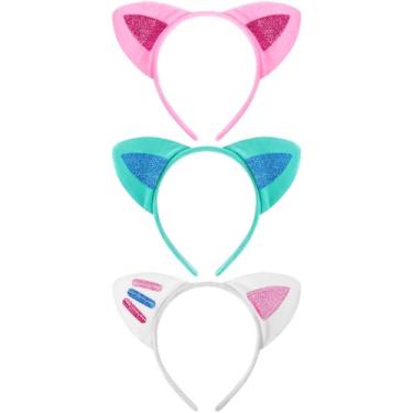 Imagem de Cindeer 3 peças de tiara de orelha de Halloween para fantasia de jardim zoológico, safári, de pelúcia, para festa de cosplay de animais adultos, Multicolorido., 1 Count (Pack of 3)