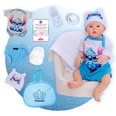 Imagem de Bebê Boneco Reborn Realista Abigail Stitch RecémNascido Bolsa Maternid