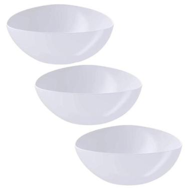 Imagem de Kit 3 Saladeiras Tigela Plástica 5L Branca Triangular Sobremesa Buffet