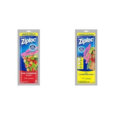 Imagem de Ziploc Saco Hermético para Conservar Alimentos Grande 10 unidades com Saco Hermético para Conservar 3 Tamanhos, 9 unidades