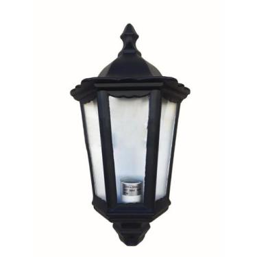 Imagem de Arandela Colonial Clássica Meia Face 3 Vidros em Alumínio Preto - Luma