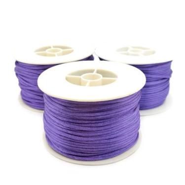 Imagem de Linha Fio Cetim Roxo 2mm Cordão Rabo de Rato 3 Rolos 45m 330g - Macall
