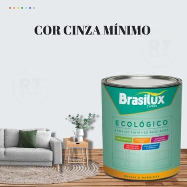 Imagem de Esmalte Sintético Brasilux Base Água Ecologico Cor Cinza 800ML Brilhan