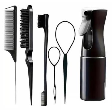 Imagem de Conjuto 6 Peças Spray Pente Escova Cabelo Trança Penteado - Beauty Mei