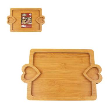 Imagem de Tabua Petisqueira Bambu Coracao 3 Compartimentos 29x20cm - zeein