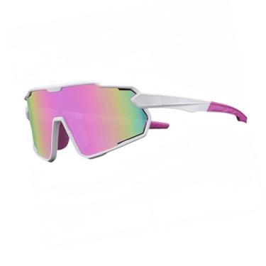 Imagem de Tsctswk Óculos de sol esportivos polarizados para crianças, Armação branca e lente rosa