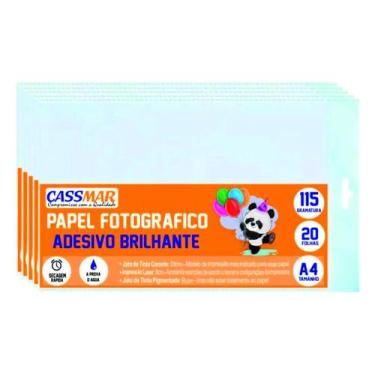 Imagem de Papel Fotográfico Adesivo A4 Brilhante 115g Cassmar 100fls