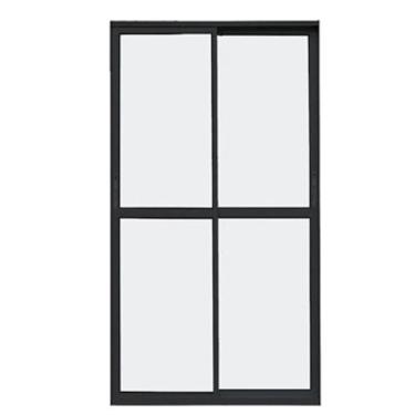 Imagem de Porta Sacada 2 Folhas Aliminio Preto C/Fechadura 2.10x1.20