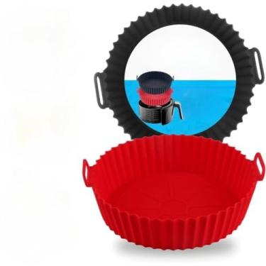 Imagem de Forma de Silicone para Air Fryer e Forno, Assadeira Antiaderente Reutilizável e Durável, Kit de Forma Air Fryer, Silicone Air Fryer, Formas de Silicone(Kit 2-22cm(Cor aleatória))