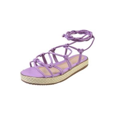 Imagem de Sandalia Amarração Corda Flat - Valicia Shoes, 35, Roxo