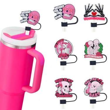 Imagem de HATOTO Capas de palha Stanley de Halloween para Stanley Cup, topo de palha de desenho animado para Stanley, topo de silicone de grau alimentício engraçado, tampa de canudos reutilizáveis de piscina