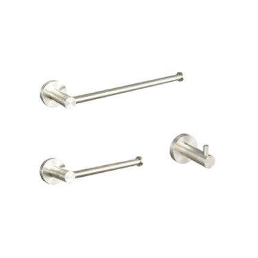 Imagem de Barra de toalha de aço inoxidável níquel escovado, acessórios de banheiro de parede, saboneteira, porta-toalhas de mão, capa para caixa de papel higiênico, conjunto de 3 peças C