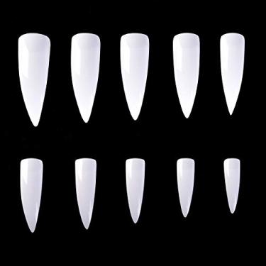 Imagem de KADS 500 pontas de unhas brancas, 10 tamanhos, sem vincos, pontas de unhas (estilete grande, branco)