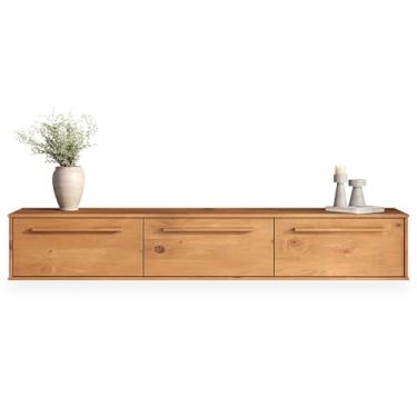 Imagem de IDIMEX Rack Para Sala Suspenso 3 Portas TV 75 Madeira Freijó TECCA