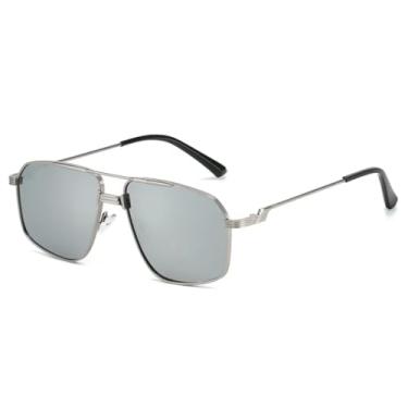 Imagem de HCPIHF Óculos de sol masculinos da moda, armação de metal, espelho, para dirigir, masculino e feminino, UV400 (3800-C6)