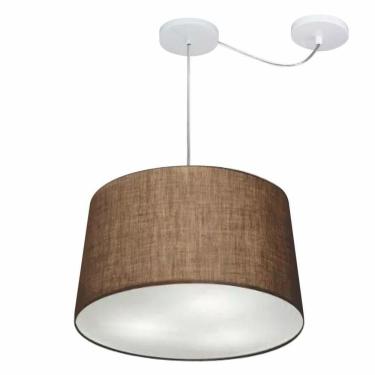Imagem de Lustre Pendente Cone Com Desvio De Centro Vivare Md-4281 Cúpula Em Tecido 40x45cm - Bivolt Café 127/220v