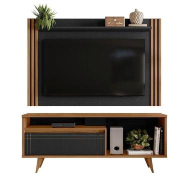 Imagem de Conjunto Para Sala Com Rack Nt1315 E Painel Nt1375 Para Até 65 Freijó Preto Tx Notável Móveis Freijó Trend/preto Tx