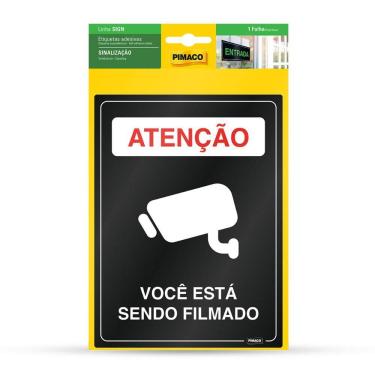 Imagem de Etiqueta sinalização Você Está Sendo Filmado Pimaco