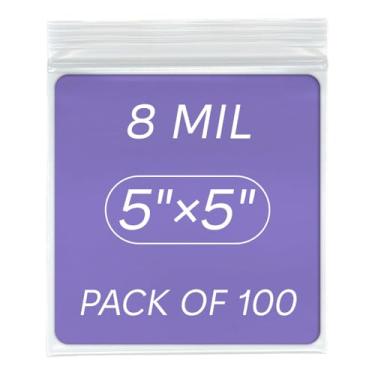 Imagem de 100 sacos plásticos resistentes com zíper, 8 mm de espessura, 12 cm x 12 cm, reutilizáveis, transparentes, antiperfuração, seláveis, com fecho de zíper ideal para acessórios de costura de freezer