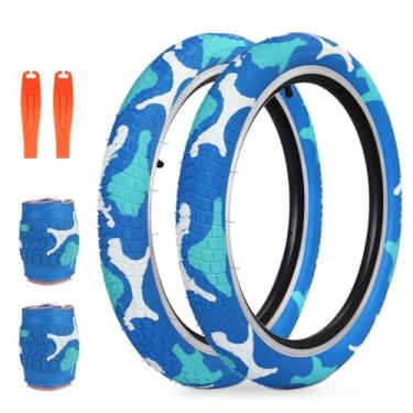 Imagem de ZUKKA Pneu de bicicleta 20 x 2,125, pacote com 2, pneu de substituição dobrável de 50 cm para bicicleta infantil MTB Mountain Bike, bicicleta BMX (20 x 2,125 polegadas / 2 pneus + 2 alavancas