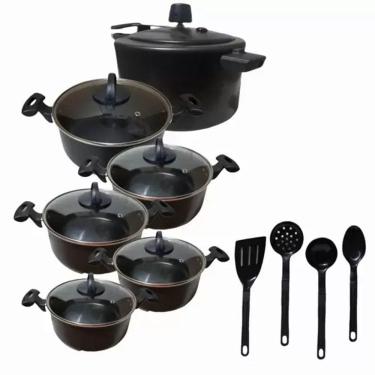 Imagem de Conjunto Teflon Preto Antiaderente Com 10 Peças