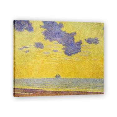 Imagem de Big CloudsThéo van Rysselberghe: Impressão em tela neoimpressionista belga chave 20 x 24 cm emoldurada