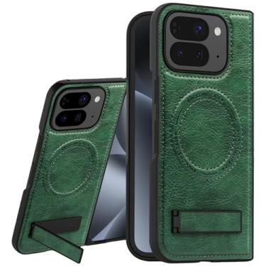 Imagem de Fofvccv Capa magnética dobrável para Google Pixel 10 Pro, couro sintético compatível com Magsafe, capa protetora fina à prova de choque para Pixel 10 Pro Fold JD verde