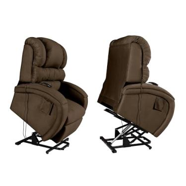 Imagem de Poltrona Reclinável Lift Imperial Suede Marrom Motorizada Idosos e Pós-Cirúrgico