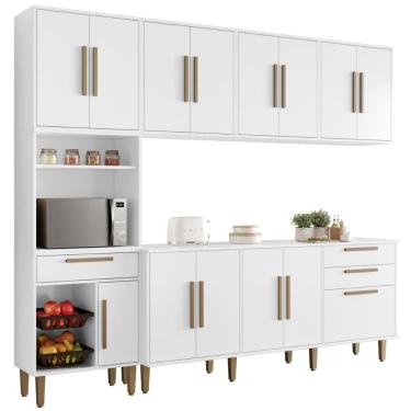 Imagem de Cozinha Completa Lorena 14 Portas 3 Gavetas Branco Kaiki Móveis