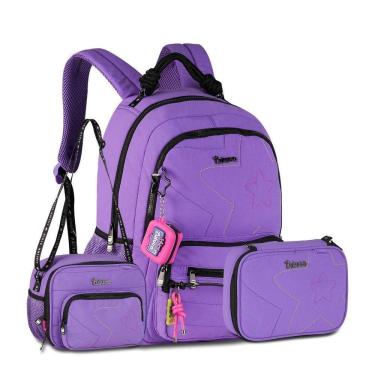 Imagem de Mochila Luluca Com Lancheira E Estojo Box Kit Escolar Lilás
