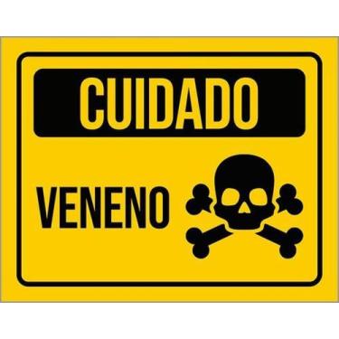 Imagem de Kit 5 Placas De Aviso Cuidado Veneno 36X46 - Sinalizo