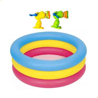 Imagem de Piscina 3 Aneis 88 Litros + Dino Bollha De Sabão - KIDSBEHAPPY