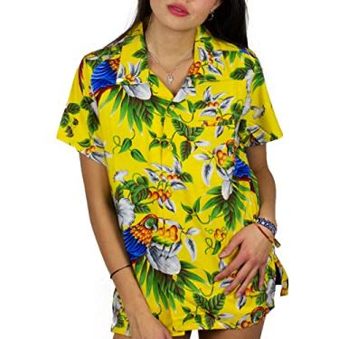 Imagem de V.H.O. Blusa havaiana descolada, papagaio cereja, amarela, GG