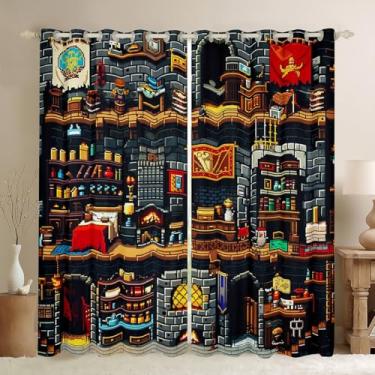 Imagem de Cortina de janela de jogos de construção, bloco de areia, cortinas de decoração de quarto pixeladas para meninos adolescentes, estilo mineiro, tratamento de janela, desenho animado quadriculado, 30