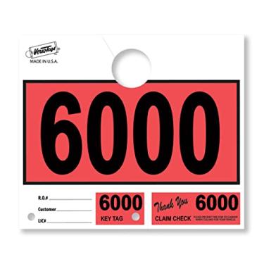 Imagem de Versa-Tags 1000 etiquetas vermelhas de serviço de revendedor de carros números de envio de serviço, etiquetas de chave numeradas do departamento de serviço para oficina mecânica chaveiro de 3 partes