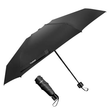 Imagem de Guarda-chuva de viagem TradMall mini, parasol compacto portátil e leve com 95% de proteção UV para sol e chuva, Preto, 37.5 inches
