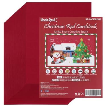 Imagem de Cartolina vermelha de Natal com 40 folhas – 21 x 28 cm, capa dupla face, papel para impressora de 29,5 kg, perfeito para álbuns, artesanato, cartões de visita 180 g/m² UAP25RE040