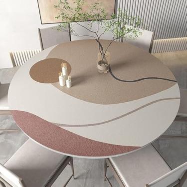 Imagem de Almofada De Mesa Redonda Grande De Couro Pu, Tapete Protetor De Mesa à Prova D'água Fácil De Limpar Para Decoração De Mesa De Café De Jantar Em Casa, E, 160cm(63in)