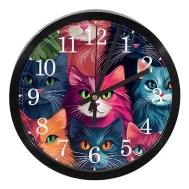 Imagem de LILINWAN Relógio de parede 24 cm sem tique-taque silencioso operado por bateria relógio de parede redondo moderno estilo simples decoração relógio para escritório/escola/quarto/sala de estar