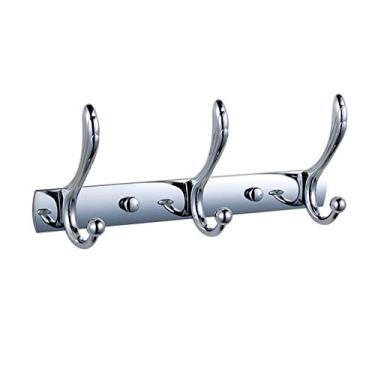 Imagem de URGDWEKJY Cabideiro montado na parede cabide de metal montado na parede gancho para roupas gancho de toalha gancho de casaco pendurado na parede banheiro cozinha quarto cabide de parede (prata-1)