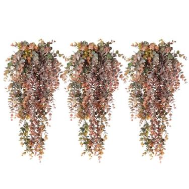 Imagem de RECUTMS Planta falsa de eucalipto pendurada, 3 peças, plantas falsas para pendurar folhas de eucalipto artificiais, videiras, decoração de parede para ambientes internos e externos, pátio, festa de