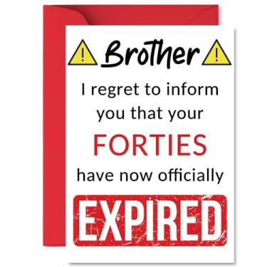 Imagem de Cartões engraçados de aniversário de 50 anos para irmão - Your Forties Have Expired - Cartão de feliz aniversário para irmão de irmã meio-irmão, A5 Banter Joke Humor Bday Cartões de presente