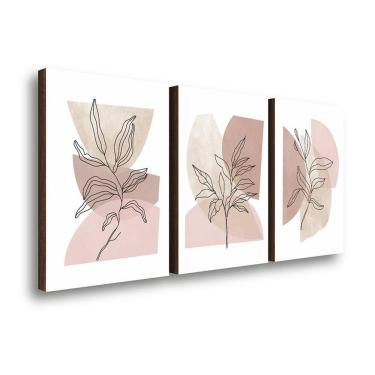 Imagem de Kit 3 Quadros Decorativos Folhagem Tons Terrosos 40X60Cm