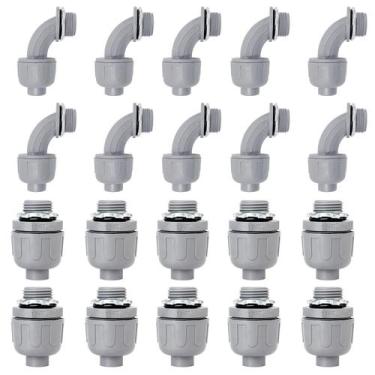 Imagem de Conduíte flexível de PVC com conector estanque líquido de 1/2 polegada