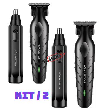 Imagem de Kit 2 Máquinas de Cortar Cabelo Profissional H Maston LFJ05 + 2 Aparadores de Pelos